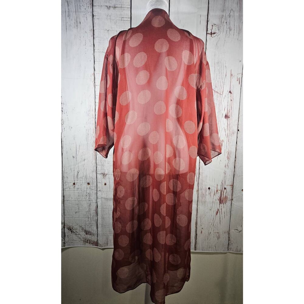 LuLaRoe Women's Lightweight‎ Cardigan Size Medium Brick Red and White - Picture 5 of 6